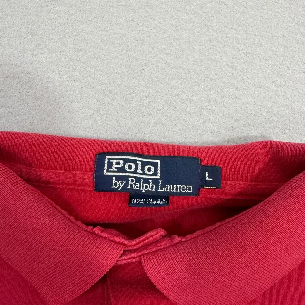 Polo Ralph Lauren Polo Shirt Mens Large Red Vintage USA Made Short Sleeve Preppy